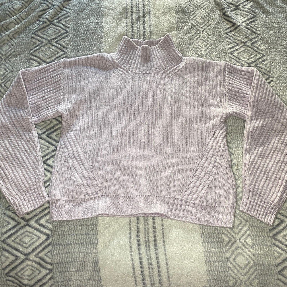 Naadam Merino Cashmere Fisherman Turtleneck in Dusty Lavender Size S